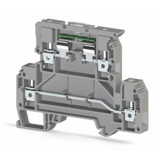 353359, AVK 4 FSLD; Клемник 2-х ярусный с держателем предохранителя (5х20, 5х25) на DIN-рейку, 4 мм.кв., с индикацией 220V AC-DC (серый) (упак 50 шт)